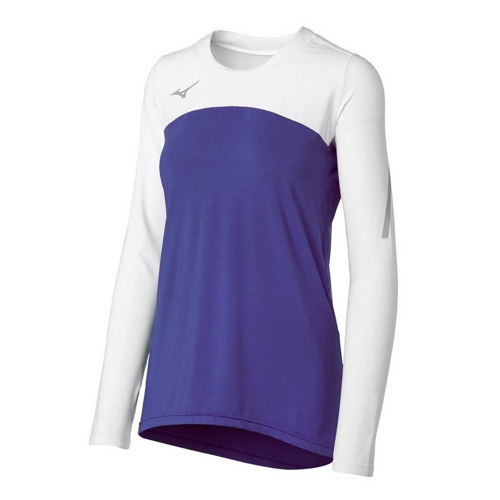 Jerseys Mizuno Techno VII Long Sleeve Mujer Moradas/Blancas Ofertas IYHN-03527